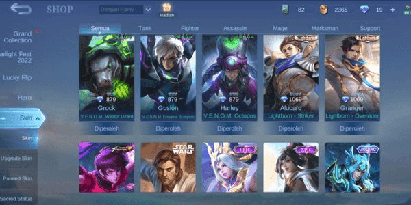 Beli Akun LEGEND ALUCARD HERO BRUNO STARWARS ALUCARD KOF DYRROTH LIMIT