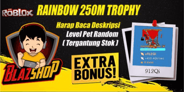 Gambar Roblox Limited Rainbow 250M Trophy | Clicker Simulator | Simulasi Klik — 1