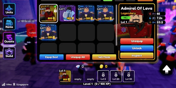 Buy Account Anime Defenders - Admiral Of Lava Starter Account 