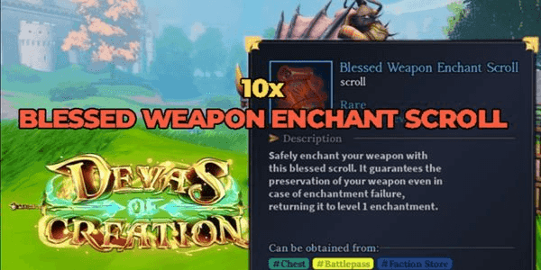 Buy Item 10x BLESSED WEAPON SCROLL | Devas Of Creation RBL 2970875 