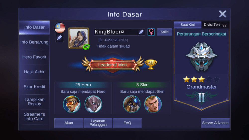 avatar Akun ML super