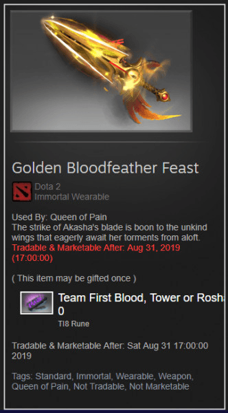 Gambar Product Golden Bloodfeather Feast (Immortal TI8 Queen of Pain)