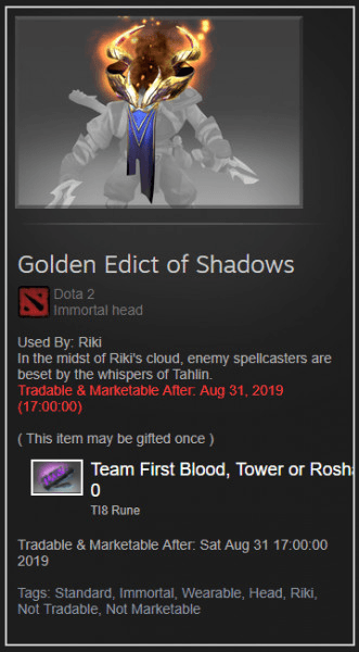 Gambar Product Golden Edict of Shadows (Immortal TI8 Riki)