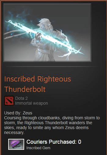 Inscribed Righteous Thunderbolt (Immortal Zeus)