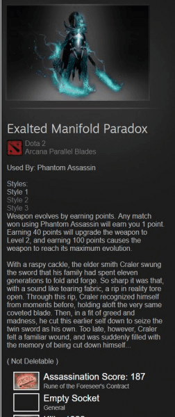 Exalted Manifold Paradox (Arcana Phantom Assassin)