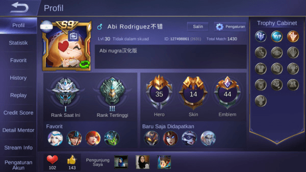 35 Hero + 14 Skin ( Allunbind Mantap BosQ )