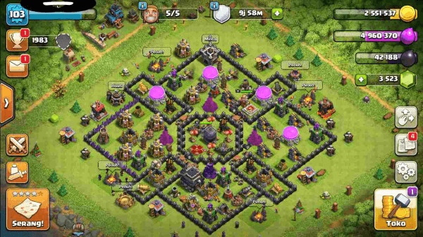 Town Hall 9 Hampir Max Ada Berlian Gems 3500 