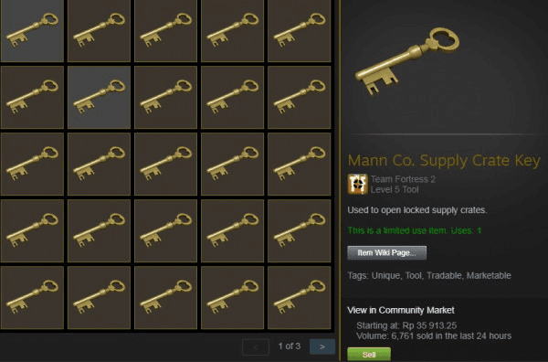 Gambar Product tf2 key Team Fortress 2: Mann Co. Supply Crate Key