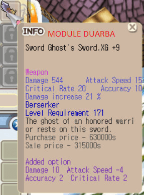Sword Ghost's Sword XG+9 ( Weapon Zerk 16x)
