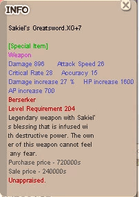 Sakiel's Greatsword.XG+7 Unapp (Zerk Weapon)