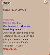 Speed ​​Racer Earrings (+30 Mspd)