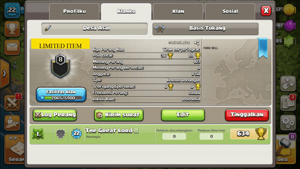 CLAN LEVEL 8 NICK KEREN SIAP WAR