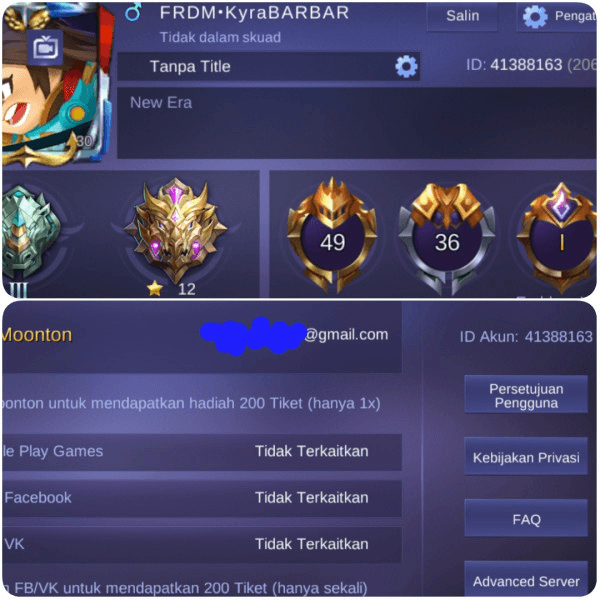 Hero 49 // Skin 36 // Emblem Max 1 GG 