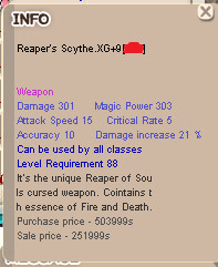 Gambar Product Reaper Scythe XG+9 Weapon Damage Untuk Semua Job