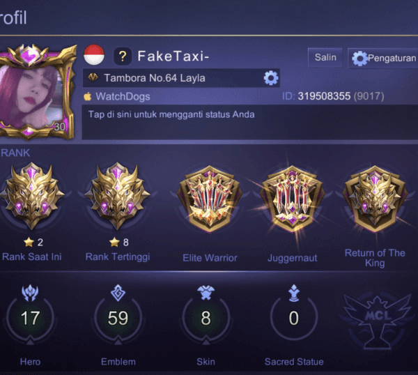 Gambar Product AKUN LVL 30/MYTHIC 2/ SAVAGE 26/ALL UNBIND/MUMER