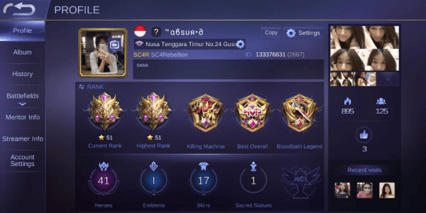 Mythic 50, emblem max, skin starlight/spesial