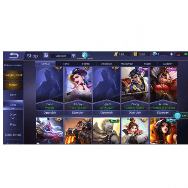 Akun Starlight Zilong dan Starlight Aurora