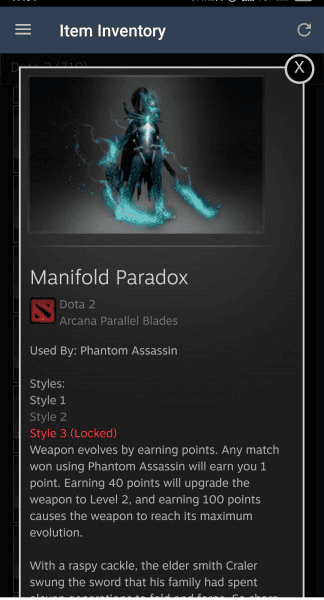 Gambar Product Exalted Manifold Paradox (Arcana Phantom Assassin)