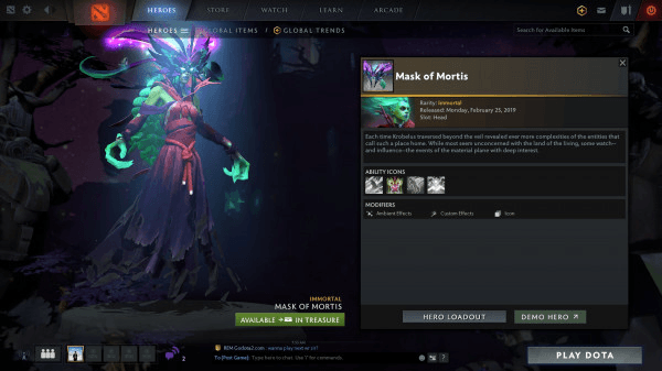 Mask of Mortis (Immortal TI9 Death Prophet)