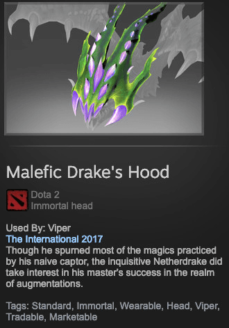 Malefic Drake's Hood (Immortal TI7 Viper)