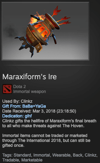 Maraxiform's Ire (Immortal TI7 Clinkz)