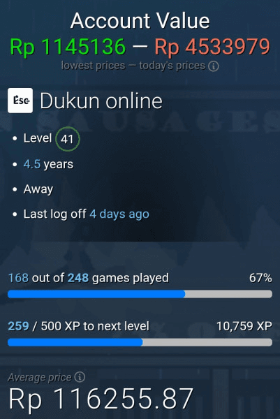 Gambar Product Steam accounts