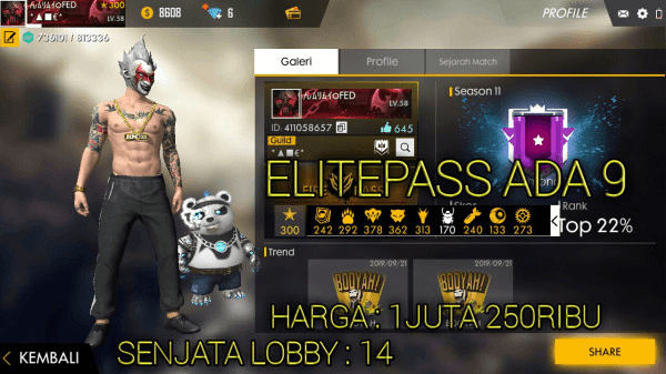 Gambar Product FREE FIRE SULTAN, MANY LOBBIES