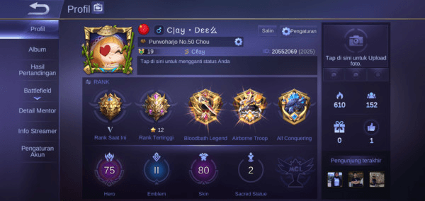 Gambar Product Akun Mobile Legend Tier Legend V