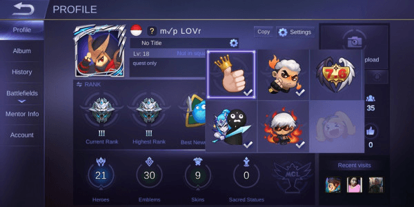 Akun BP 35rb Battle Emot ada 5 GGWP