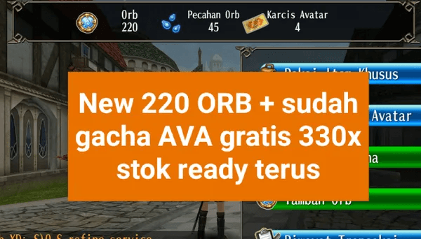 200ORB ACCOUNT + 330X FREE GACHA AVATAR