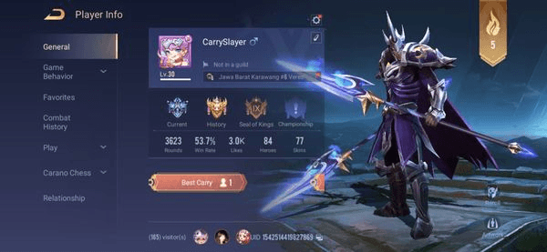 Gambar Product AOV account 84 heroes, 77 skins, Ruby 1, Arcana OK
