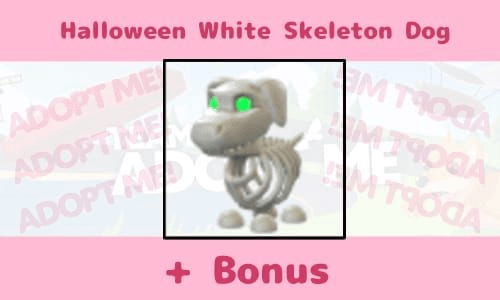 Beli Item Adopt Me Halloween White Skeleton Dog + Bonus || Adopt Me