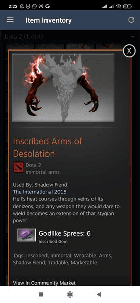 Gambar Product Inscribed Arms of Desolation (Immortal Shadow Fiend)