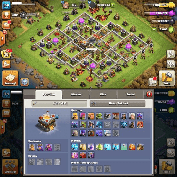 Gambar Product Akun COC Town Hall 11 Gems 3000+