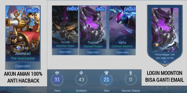 Gambar Product AKUN MOBILE LEGENDS MURAH SKIN GG