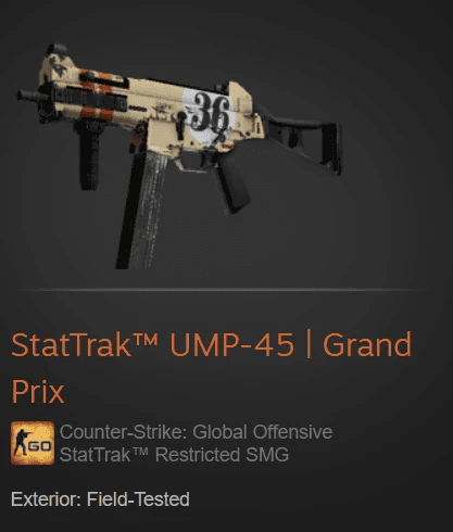 StatTrak™ UMP-45 | Grand Prix (StatTrak™ Restricted SMG)