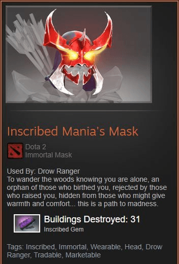 Gambar Product Mania's Mask (Immortal Drow Ranger)