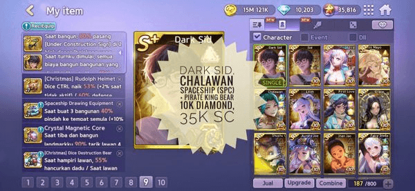 Gambar Product DARK SID, CHALAWAN, DKK SPACESHIP (SPC) + PIRATE KING BEAR PENDANT GG, 10K DM, 35K SC, LOG LINE ANDROID/IPHONE