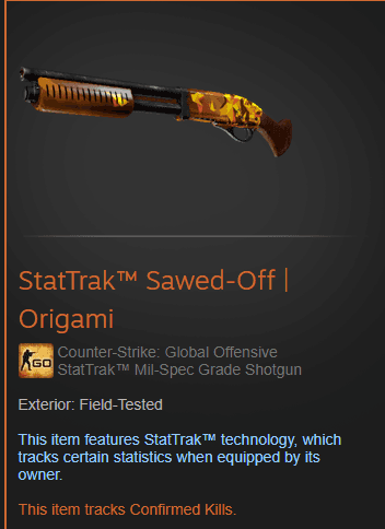 Gambar Product StatTrak™ Sawed-Off | Origami (StatTrak™ Mil-Spec Shotgun)