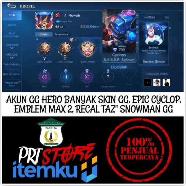 Gambar Product AKUN SULTAN BERHERO BANYAK BERSKIN GG TERMURAH