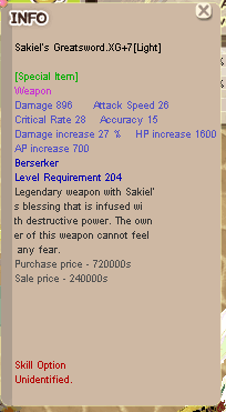 Sakiel's Greatsword XG+7 UNAPP ( ZERK WEAPON )