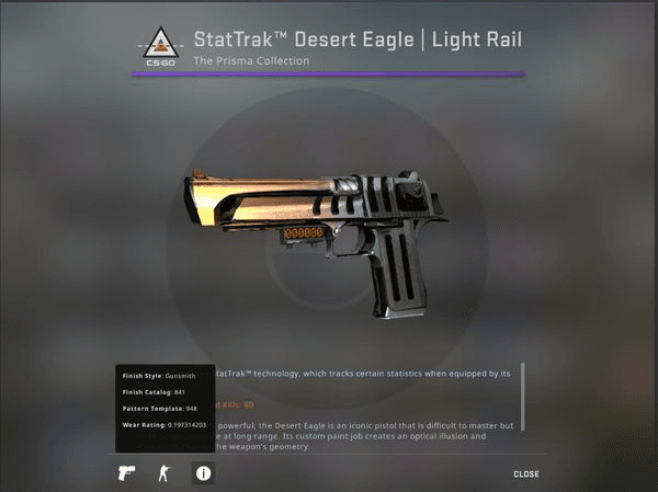 Gambar Product StatTrak™ Desert Eagle | Light Rail (StatTrak™ Restricted Pistol)