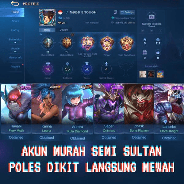 Gambar Product [6] AKUN MURAH SEMI SULTAN POLES DIKIT LANGSUNG MEWAH