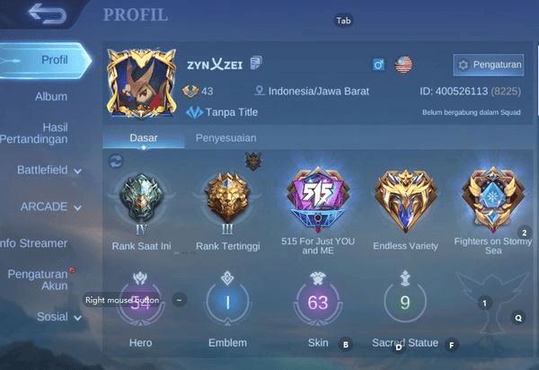 Gambar Product Ex Glory Hero Emblem ALL MAX + Legend Gusion + 8 Zodiac + Epic Limit Claude, Kimmy, Odette, Ruby + 2 Epic Shop ETC