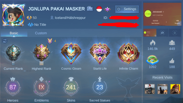 Gambar Product akun pribadi sultan skin legend dan collector