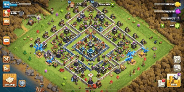 Gambar Product Th 13 max cheap sultan | Blue walls | exp164 | Hero BK 45 AQ 61 GW 25 JR 5 | Lots of hero skins | Troops ready for combat | Defend GG