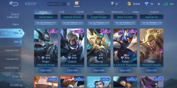 Gambar Product mobile legends 4 epic ft 16 apes ft 4 star rank legend super murah