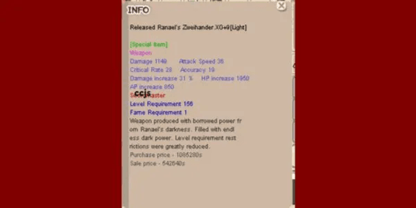 Released Ranael's Swordmaster Zweinhander XG+9