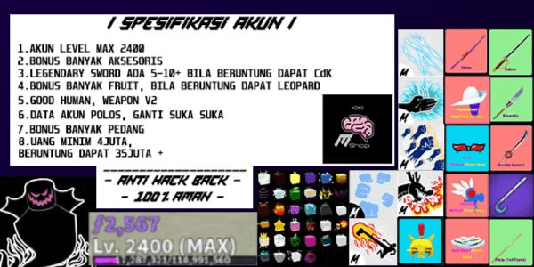 Gambar Product CHEAP BLOX FRUIT ACCOUNT - SHADOW LVL MAX