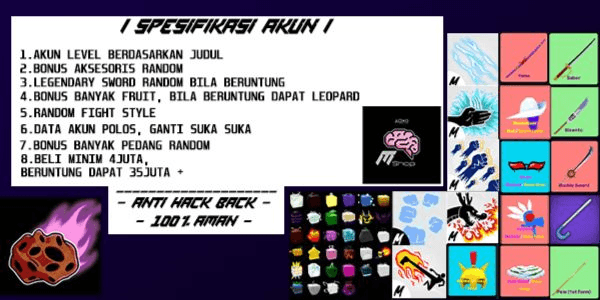 Gambar Product CHEAP BLOX FRUIT ACCOUNT - GRAVITY LVL 1759